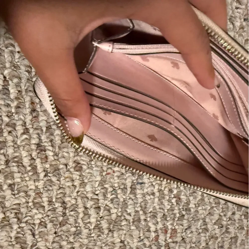 Kate Spade Large Continental Light Rose Pink Gold Leather Wallet
